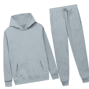 Conjunto Deportivo Informal de Felpa de Algodón, Sudadera con Capucha y Pantalones Deportivos Grises Unisex, para Gimnasio, Entrenamiento, Uso Diario en Invierno - Product Image 6