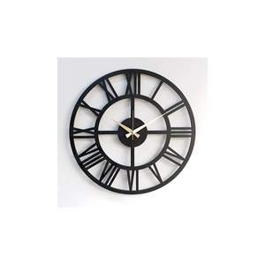 Horloge murale décorative en bois noir de 50cm avec chiffres romains, idée cadeau unie - Product Image 3