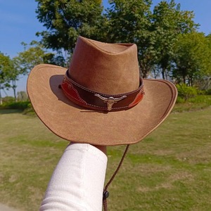 Sombrero de cuero natural de vaquero personalizado Sombrero de padrino de caballero para hombre Sombrero de vaquero de Panamá de material genuino - Product Image 4