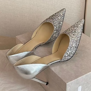 Chaussures de bureau pour femmes en gros, à bout fermé, avec strass brillants, or et argent, talon de 8 cm, chaussures à talons hauts pour femmes - Product Image 5