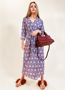 Nouvelle robe élégante décontractée à col en V à manches longues Belle robe imprimée pour femmes à manches longues Col en V Robe trapèze florale Automne Simple - Product Image 2