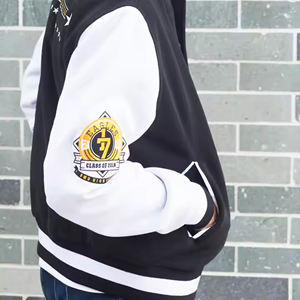 Blouson universitaire décontracté coupe ajustée en coton avec col montant blouson aviateur mode d'hiver à motif décoratif pour hommes - Product Image 3