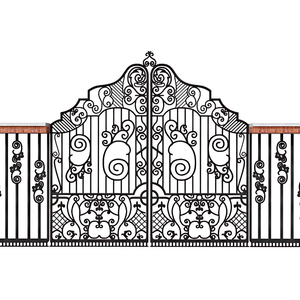 Porte en fer forgé sur mesure pour allée avec finition à revêtement par poudre au design moderne et compatibilité avec l'automatisation des portes - Product Image 1