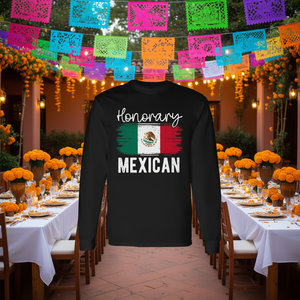 T-shirt a maniche lunghe retrò onorifica per matrimoni messicani e cerimonie, un articolo promozionale elegante - Product Image 3