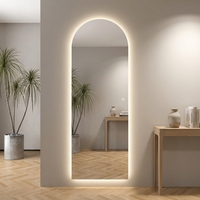 Modern Salon Edge Frameless Full Body Mirror Living Room LED Dressing Mirror Bedroom Wall Hanging Arch Full Length Mirror
