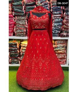 Most Beautiful Faux Georgette Semi-Stitched Embroidery Ethnic Modern Design High Quality Lehenga Choli <b>for</b> Wedding Festival Wear - Product Image 1