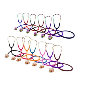 力学金听诊器医学护士医生estetoscopio，明亮彩色心脏听诊器的贝尔和隔膜