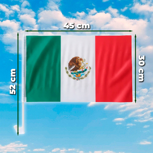 ธงชาติเม็กซิโกสำหรับรถยนต์ ผ้าซาติน ไนลอน โพลีเอสเตอร์ ผ้าไหม ดิจิตอล ทนทาน พร้อมเสาพลาสติก ติดตั้งบนกระจกรถยนต์ ตกแต่งด้วยสัญลักษณ์ประจำชาติ - Product Image 4