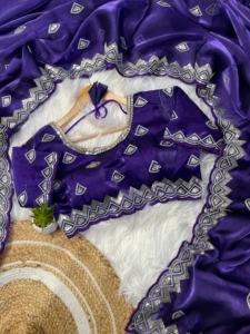 Nueva llegada último traje de moda puro suave Zimmy Choo seda Saree con bordado 3mm secuencia Trabajo Mujer moda exportador - Product Image 3