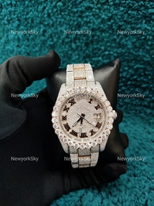 Venta al por mayor precio al por mayor de lujo hecho a mano totalmente helado Moissanite diamante Micro ajuste relojes de pulsera mecánicos para hombres y mujeres - Product Image 2