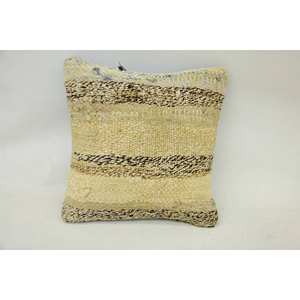 <b>Beige</b> Wool Woven Kantha Patchwork Pillow 12x12 Inch Luxury Rustic <b>Throw</b> Pillow Vintage Fluffy Non-Slip Eco-Friendly Removable - Product Image 1