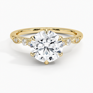 Encantador anillo de compromiso solitario de oro de 10K con Halo oculto corte redondo laboratorio cultivado romántico regalo de boda joyería para fiesta de mujer - Product Image 1