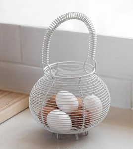 Support de stockage d'œufs au design élégant avec poignée en bois Panier à œufs de poulet en métal Stockage de légumes et de fruits pour la cuisine à domicile - Product Image 4