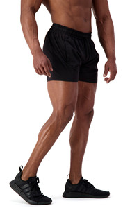 Shorts de compression pour hommes en gros personnalisés, shorts de course actifs découpés au laser, logo personnalisé, élastique côtelé - Product Image 2