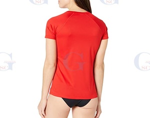 Women's Attractive Color Short Sleeve Rash Guards Factory Prices Custom <b>Pattern</b> 3D Sublimation Printing on Fabric - Product Image 2