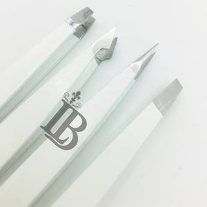 Pinzas de Cejas de Alta Calidad, Pinzas de Cejas Blancas de Visón, Juego de Pinzas Rectas y Inclinadas de Acero Inoxidable, Pinzas con Logotipo de Alta Demanda - Product Image 6