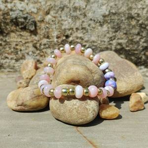 Naturel Rose Violet Opale Lisse Rondelle Perles Bracelet Extensible Opale Réglable Perlé Pierre De Guérison Bracelet Bijoux En Vrac - Product Image 6