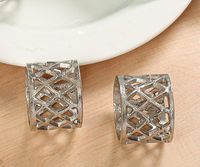Hermosos Anillos de Servilleta Plateados con Diseño Rectangular Tallado a Mano, Modernos, para Navidad, Acción de Gracias, Decoración de Mesa de Comedor, Fiestas, Juego de 12