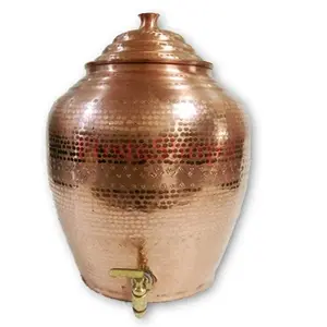 Daily Usage Drinking Water Pot Top Quality Copper Water Dispenser Pot Hammered Design Copper Metal Cold Water Tank