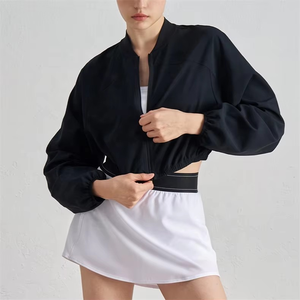 Vente chaude Femmes À La Mode Courir Léger Tennis Porter Full Zip Unhooded Sports Vestes gym fitness ensemble - Product Image 1