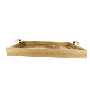 Ensemble de plateaux de service en bois d'acacia de qualité supérieure avec poignées, plateaux carrés en bois emboîtables pour table basse, restaurant et hôtel, service de nourriture - Product Image 5