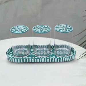 Magnifiques plateaux de service rectangulaires en nacre incrustée avec couvercle en acrylique, plateau de service pour pâtisserie florale au chocolat pour le Ramadan - Product Image 3