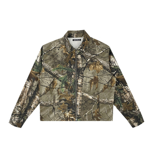 OEM Custom Logo Trendy Outdoor Unisex Canvas Zip-up Work <b>Jacket</b> 100% Cotton Realtree for Winter - Product Image 1