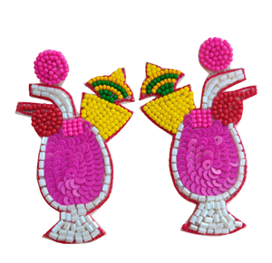 Premium Quality Lightweight Embroidery Drop Earrings for Women and <b>Girls</b> Casual-Formal Wear With Unique Juice <b>Glass</b> Design - Product Image 1