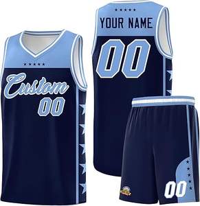 Ensemble de maillots de basket-ball réversibles personnalisés pour hommes, sublimés, en gros - Product Image 1