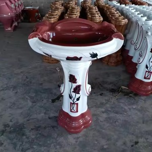 Vanité de salle de bains en relief de conception européenne avec évier lavabo en céramique sur pied Art Basin - Product Image 2