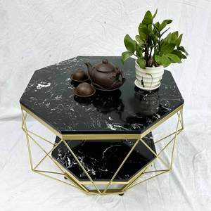 Contemporary Diamond-Shaped Convertible <b>Sofa</b> <b>Table</b> with Stone Top for Living Room - Product Image 5