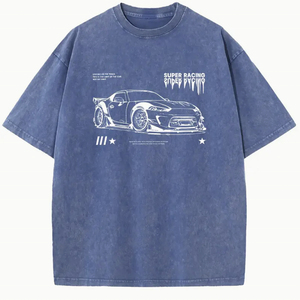 เสื้อยืดผ้าฝุ่นสำหรับผู้ชายและผู้หญิงเสื้อ100% ผ้าฝ้ายทรงพอดีตัวสไตล์วินเทจแนวสตรีทลำลองพิมพ์ลายคอกลมแบบถัก - Product Image 2