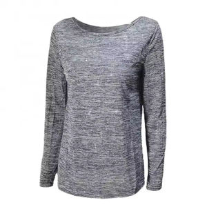 เสื้อผู้หญิงเสื้อยืดคอกลมแขนยาวลำลองสีพื้น - Product Image 1