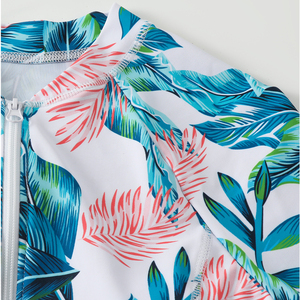 Traje de Baño de Manga Larga con Estampado Floral, Protección UV UPF50+, Protección Solar, Impresión Digital Completa por Sublimación, 1 Pieza, Frente - Product Image 5