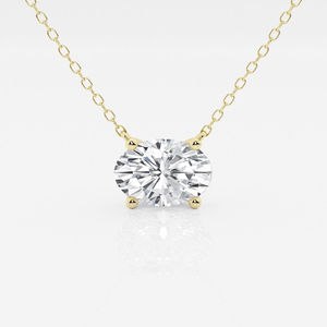 Colgante Solitario de Diamante Ovalado Cultivado en Laboratorio de 1.00 Quilates en Blanco/Amarillo - Elegante Adorno para Entusiastas de la Joyería - Product Image 1