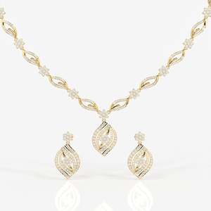 Collier de mariée en or 9 carats avec diamant de laboratoire Florence, ensembles de bijoux de mariage - Product Image 1