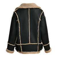 Veste d'hiver en cuir tendance Veste en cuir de mouton pur en peau de mouton Doublure en fausse fourrure Col logo personnalisé Vestes