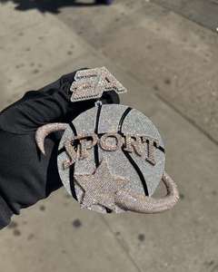 Pendentif boule 3D personnalisé de qualité VVS Moissanite avec finition en or blanc diamant éblouissant en argent sterling 925 - Product Image 3