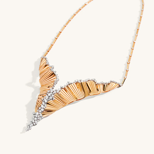 Rose Gold Diamond <b>Statement</b> <b>Necklace</b> Geometric Design Bamboo Chain Luxury Women's Jewelry - Product Image 1