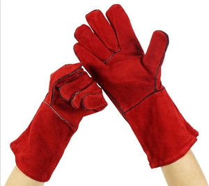 Gants de soudage Rouge Noir Vache Split Barbecue Gants de jardinage OEM Taille personnalisée Gants de soudeur en cuir de haute qualité - Product Image 6