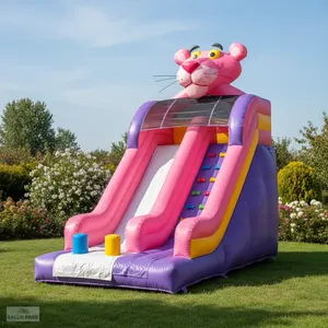Tobogán Inflable Comercial con Temática de la Pantera Rosa, Tobogán Grande de PVC para Exteriores con Doble Carril, Equipo de Juegos Inflable - Product Image 5