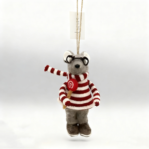 Wholesale Country Christmas Felt <strong>Mouse</strong> <strong>Ornament</strong> Plush Red Gray Handmade Hanging <strong>Ornaments</strong> - Product Image 2