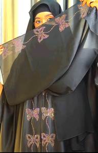 Vêtements musulmans traditionnels élégants et modestes pour femmes, kaftan de qualité supérieure, style abaya, robes formelles de Dubaï, broderie à la main, anti-boulochage - Product Image 2