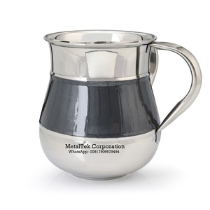 ถ้วยด้ามคู่การออกแบบที่คลาสสิกชาวยิวพิธีกรรมซักผ้าถ้วย Netilat Yadayim การออกแบบที่ทันสมัยสแตนเลสเคลือบถ้วยยูไดกา - Product Image 1