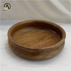 Bols de service à salade en bois Ensemble de bols de service à salade de fruits en bois naturel - Product Image 5