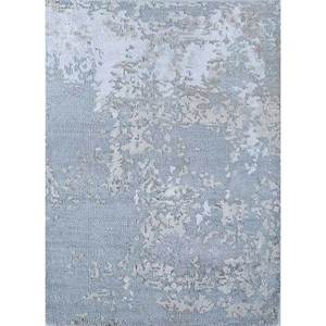Tapis en laine et soie de bambou noué à la main Tattvam Lu-9031 bleu, décoration florale pour la maison (Cs-01) - Product Image 1