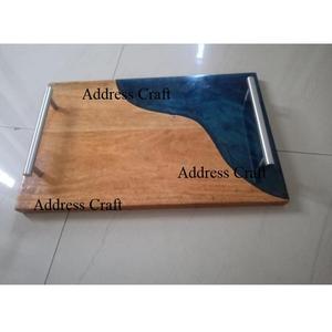 La mejor bandeja para servir café y desayuno con asas, bandeja decorativa de madera y resina epoxi para servir, bandeja de desayuno para restaurante de Hotel en casa - Product Image 5