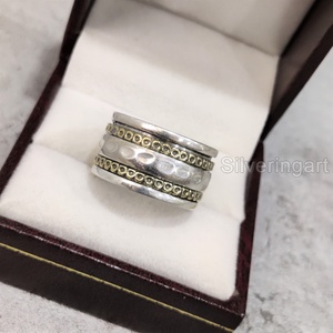 Anneau de méditation Spinner Band Bague de pouce pour femme en argent sterling 925 Fidget Bijoux faits à la main Anxiété de Noël Bague Spinner pour homme - Product Image 5