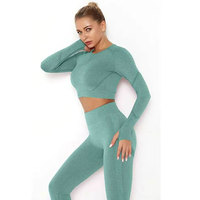 Pakaian Yoga Wanita Ukuran Besar Terbaru 2 Set, Bahan Bernapas Cepat Kering Spandex/Polyester, Panjang, Pinggang Tinggi, Cocok untuk Gym dan Fitness