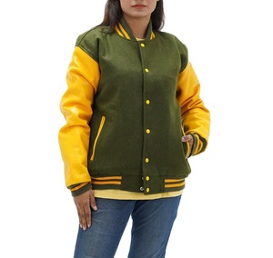 Nueva Chaqueta Varsity para Mujer con Cuerpo de Lana y Mangas de Cuero, con Bordado Tejido y Color Personalizado - Product Image 5